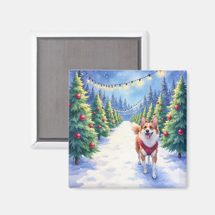 Staffordshire Bull Terrier op Kerstboomgaard  Magneet