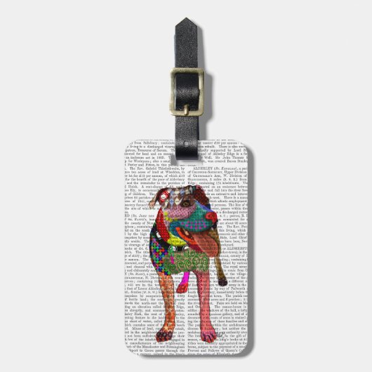Staffordshire Bull Terrier - Patchwork Bagagelabel (Voorkant verticaal)