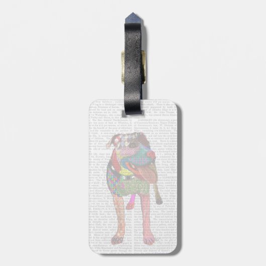 Staffordshire Bull Terrier - Patchwork Bagagelabel (Achterkant verticaal)