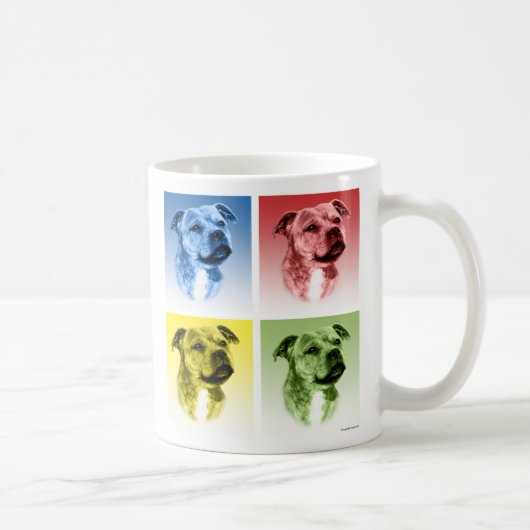 Staffordshire Bull Terrier Pop Art Koffiemok (Rechts)