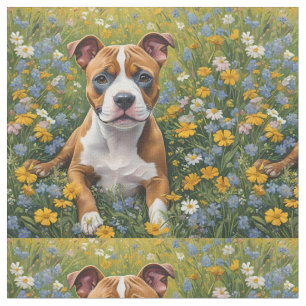 Staffordshire Bull Terrier Puppy Acryl Kunst, Stof