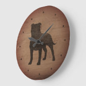 Staffordshire Bull Terrier Silhouette Rustige Styl Grote Klok (Hoek)