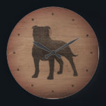 Staffordshire Bull Terrier Silhouette Rustige Styl Grote Klok<br><div class="desc">Staffy Lover's wandklok. Het houtontwerp is bedrukt,  niet echt hout.</div>