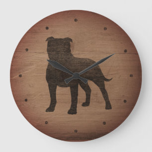 Staffordshire Bull Terrier Silhouette Rustige Styl Grote Klok