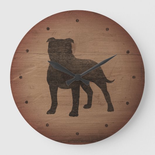 Staffordshire Bull Terrier Silhouette Rustige Styl Grote Klok (Voorkant)
