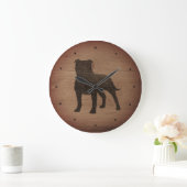 Staffordshire Bull Terrier Silhouette Rustige Styl Grote Klok (Huis)