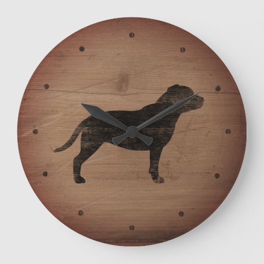 Staffordshire Bull Terrier Silhouette Rustige Styl Grote Klok (Voorkant)