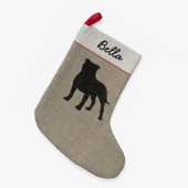 Staffordshire Bull Terrier Silhouette Staffie Dog Kleine Kerstsok (Voorkant (Hangend))