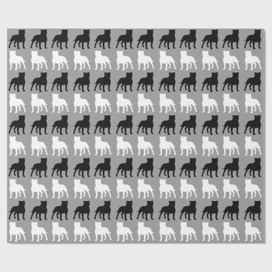 Staffordshire Bull Terrier Silhouettes Pattern Cadeaupapier (Vlak)