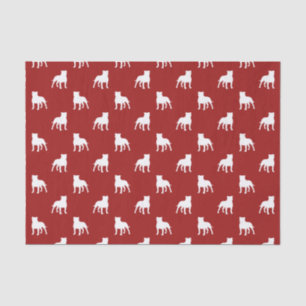 Staffordshire Bull Terrier Silhouettes Pattern Red Tissuepapier