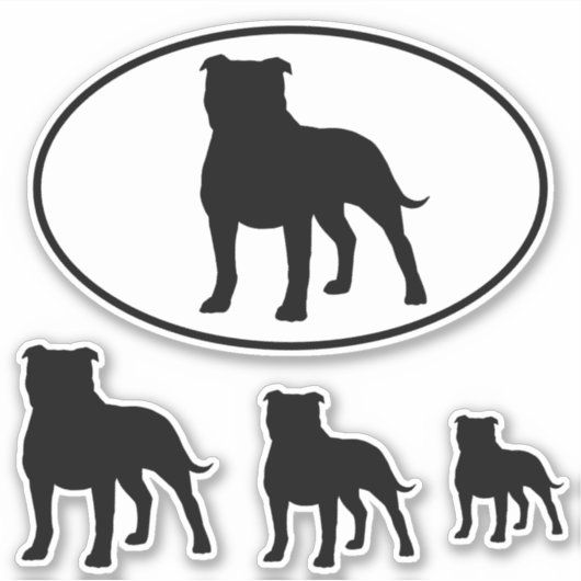 Staffordshire Bull Terrier Silhouettes Sticker Set (Voorkant)