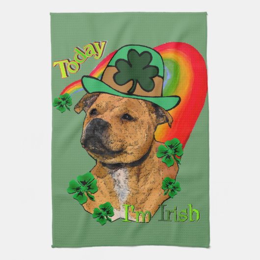 Staffordshire Bull Terrier St Patricks Theedoek (Verticaal)