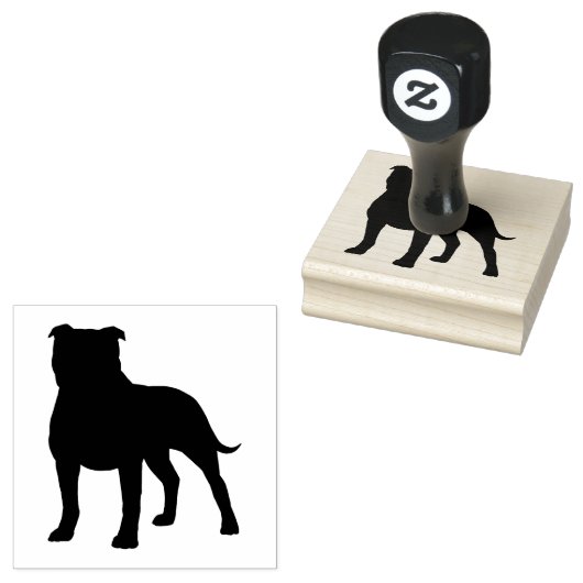 Staffordshire Bull Terrier Staffy Dog Silhouette Rubberstempel (Gestempeld)