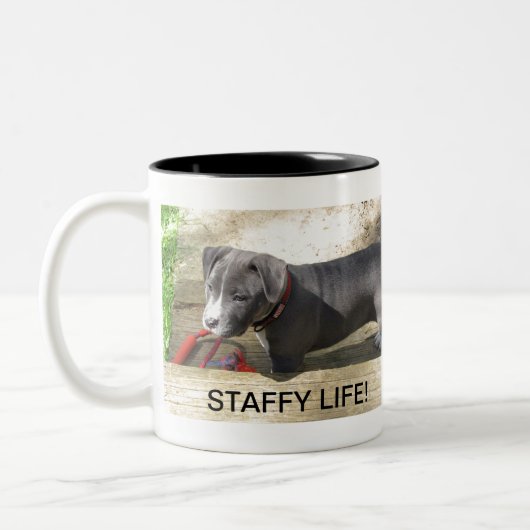 Staffordshire Bull Terrier Tweekleurige Koffiemok (Links)