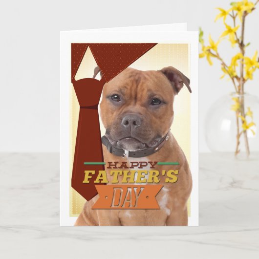 Staffordshire Bull Terrier Vaderdag Kaart (Gele Bloem)