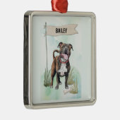 Staffordshire Bull Terrier Watercolor Personalized Metalen Ornament (Rechts)