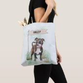 Staffordshire Bull Terrier Watercolor Personalized Tote Bag (Dichtbij)