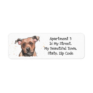 Staffordshire Bull Terrier waterverf Etiket
