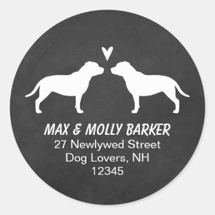 Staffordshire Bull Terriers Liefde Retouradres Ronde Sticker