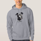 Staffordshire Bullterrier B&W Silhouet Hoodie (Voorkant)