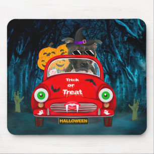 Staffordshire Dog Driving Car Scary Halloween Muismat