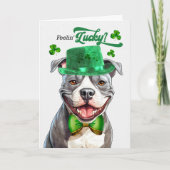 Staffordshire Dog Feelin' Lucky St Patrick's Day Feestdagen Kaart (Voorkant)