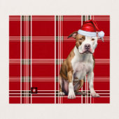 Staffordshire Dog Holiday Red Plaid Kerstmis Kaart (Buitenkant ongevouwen)