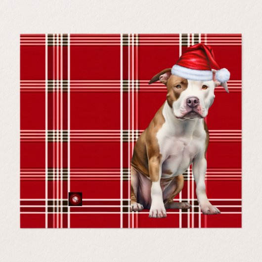 Staffordshire Dog Holiday Red Plaid Kerstmis Kaart (Buitenkant ongevouwen)