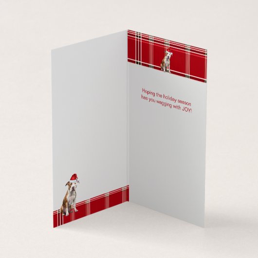 Staffordshire Dog Holiday Red Plaid Kerstmis Kaart (Binnen)