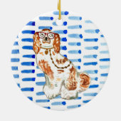 Staffordshire dog on blue Ceramic Ornament (Achterkant)
