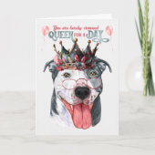Staffordshire Dog Queen for a Day Funny Birthday Kaart (Voorkant)