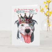 Staffordshire Dog Queen for a Day Funny Birthday Kaart (Gele Bloem)