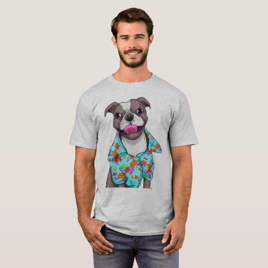 Staffordshire doodsbang in het shirt van Hawaiian. (Voorkant volledig)