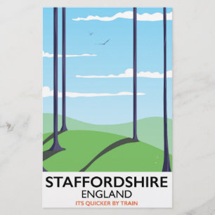 Staffordshire Engeland treinaffiche Briefpapier