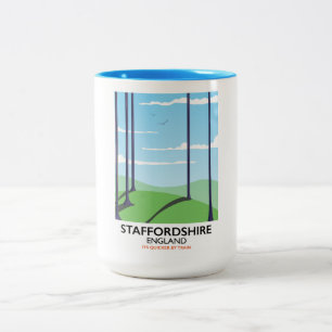 Staffordshire Engeland treinaffiche Tweekleurige Koffiemok