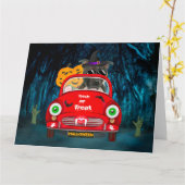 Staffordshire Hond Bestuurt Auto Griezige Hallowee Kaart (Gele Bloem)