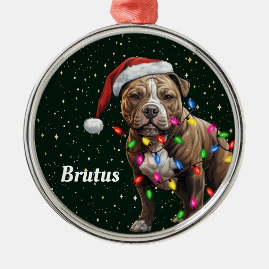 Staffordshire Hond Gepersonaliseerde Kerst Ornamen Metalen Ornament (Voorkant)