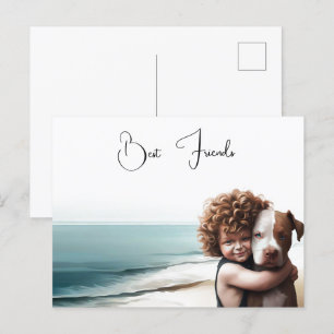 Staffordshire Pitbull & Boy Keepsake Briefkaart Ar