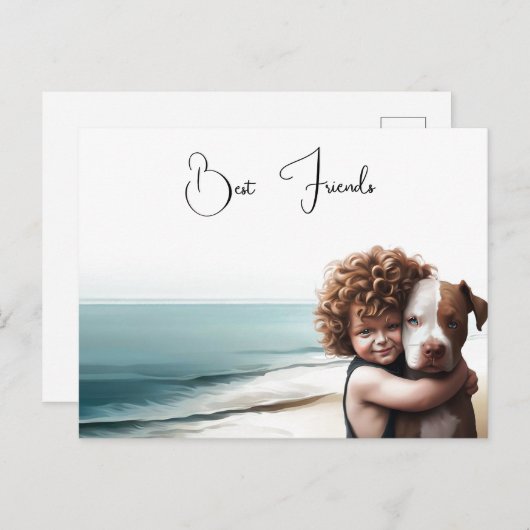 Staffordshire Pitbull & Boy Keepsake Briefkaart Ar (Voorkant / Achterkant)