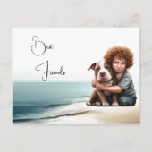 Staffordshire Pitbull & Boy Keepsake Briefkaart Ar (Voorkant)