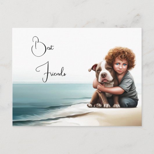 Staffordshire Pitbull & Boy Keepsake Briefkaart Ar (Voorkant)