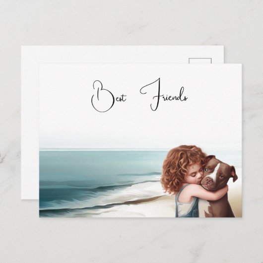 Staffordshire Pitbull & Meisje Keepsake Briefkaart (Voorkant / Achterkant)