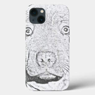 Staffordshire Puppy Pencil Drawing, iPhone 13 Hoes