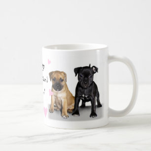 Staffordshire stier puppies koffiemok