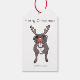Staffordshire Terrier Dog Merry kerstcadeLabel Cadeaulabel