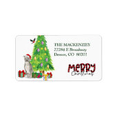 Staffordshire Terrier en kerstboom Etiket (Voorkant)