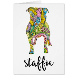Staffordshire Terrier Floral Pattern Silhouette