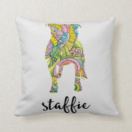 Staffordshire Terrier Floral Pattern Silhouette Kussen