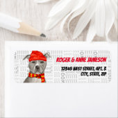 Staffordshire Terrier Gray Pitbull Kerstmis Etiket (Insitu)