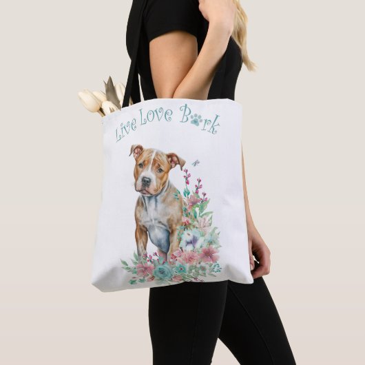 Staffordshire Terrier Hond Mom Floral Tote Bag (Dichtbij)